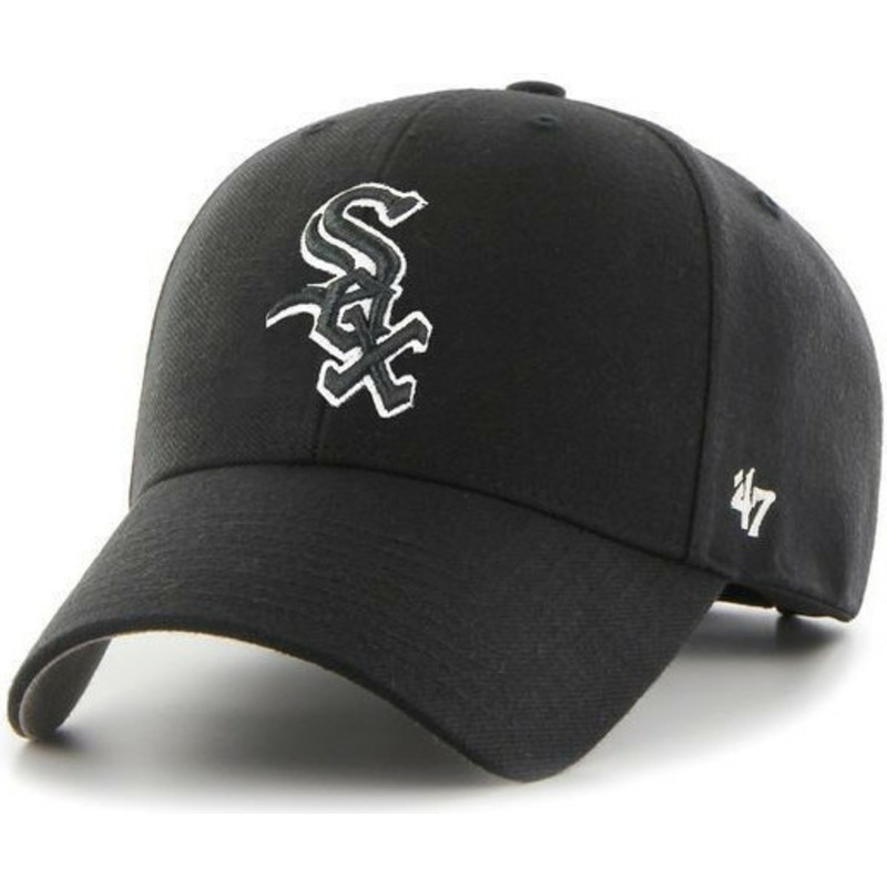 47-brand-curved-brim-black-and-white-logo-black-logo-chicago-white-sox-mlb-mvp-black-snapback-cap