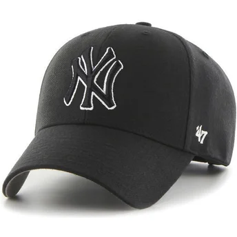 Cappellino curvo nero snapback con logo bianco e nero dei New York Yankees MLB MVP di 47 Brand