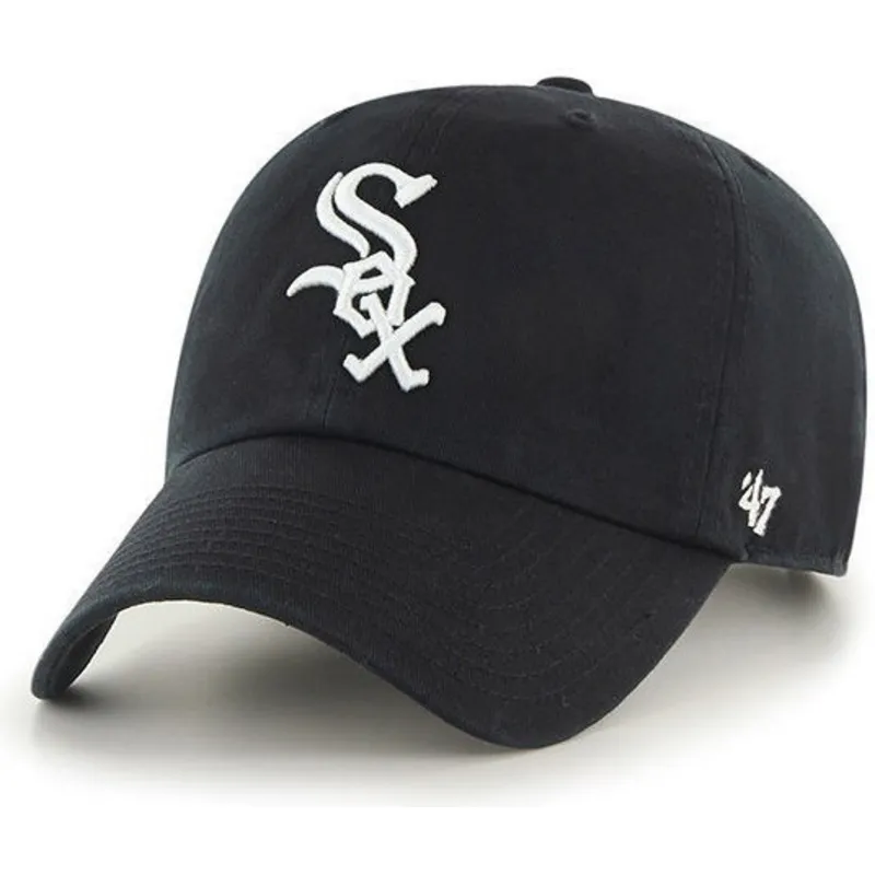 chicago-white-sox-mlb-clean-up-cap-von-47-brand-in-schwarz-mit-gebogenem-schirm
