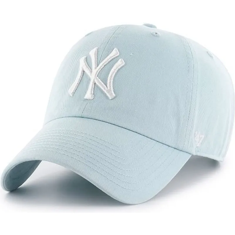 hellblaue-gebogene-kappe-von-new-york-yankees-mlb-clean-up-von-47-brand