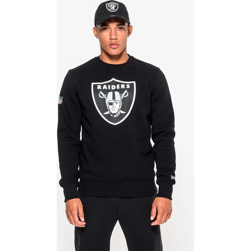 hanorace-fara-gluga-negru-crew-neck-de-las-vegas-raiders-nfl-de-new-era