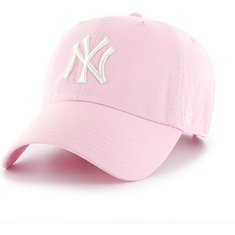 47-brand-curved-brim-new-york-yankees-mlb-clean-up-light-pink-cap