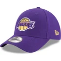 9forty-the-league-los-angeles-lakers-nba-violette-verstellbare-kappe-mit-gebogenem-schirm-von-new-era