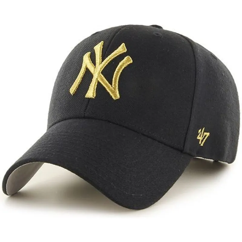 cap-curbata-black-adjustable-strap-oro-de-new-york-yankees-mlb-de-47-brand