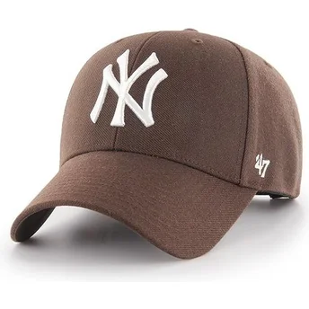 Șepci curbată maro snapback de New York Yankees MLB de 47 Brand