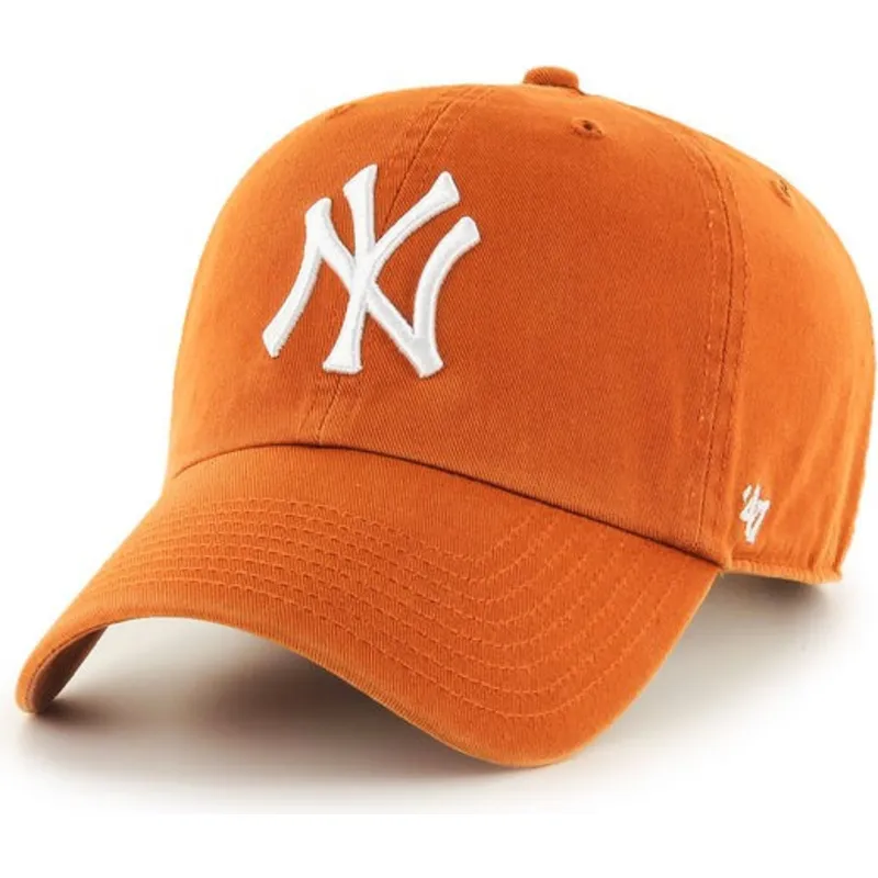 cappellino-curvo-arancione-dei-new-york-yankees-mlb-clean-up-di-47-brand