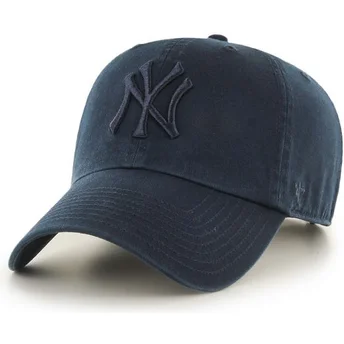 Cappellino curvo blu navy con logo blu navy dei New York Yankees MLB Clean Up di 47 Brand