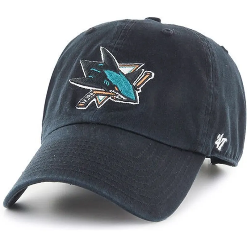 cappellino-nero-con-visiera-curva-san-jose-sharks-nhl-clean-up-di-47-brand