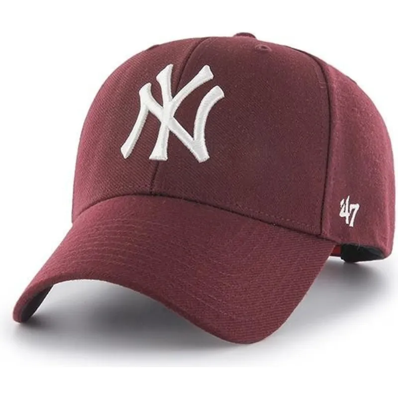 vinrod-kurvad-keps-med-vit-logotyp-snapback-av-new-york-yankees-mlb-mvp-fran-47-brand