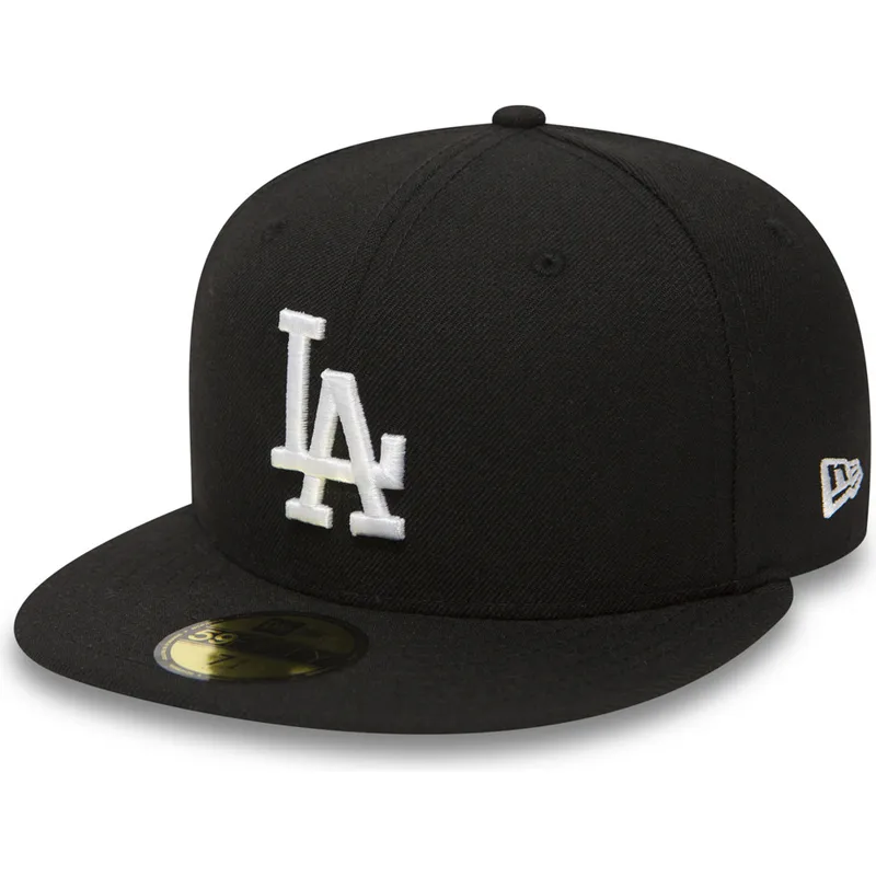 berretto-piatto-nero-aderente-59fifty-essential-dei-los-angeles-dodgers-mlb-di-new-era