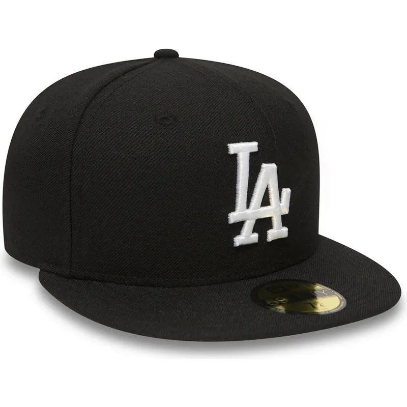 berretto-piatto-nero-aderente-59fifty-essential-dei-los-angeles-dodgers-mlb-di-new-era
