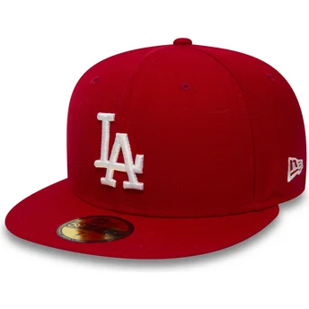 Czerwona dopasowana czapka z płaskim daszkiem 59FIFTY Essential Los Angeles Dodgers MLB New Era