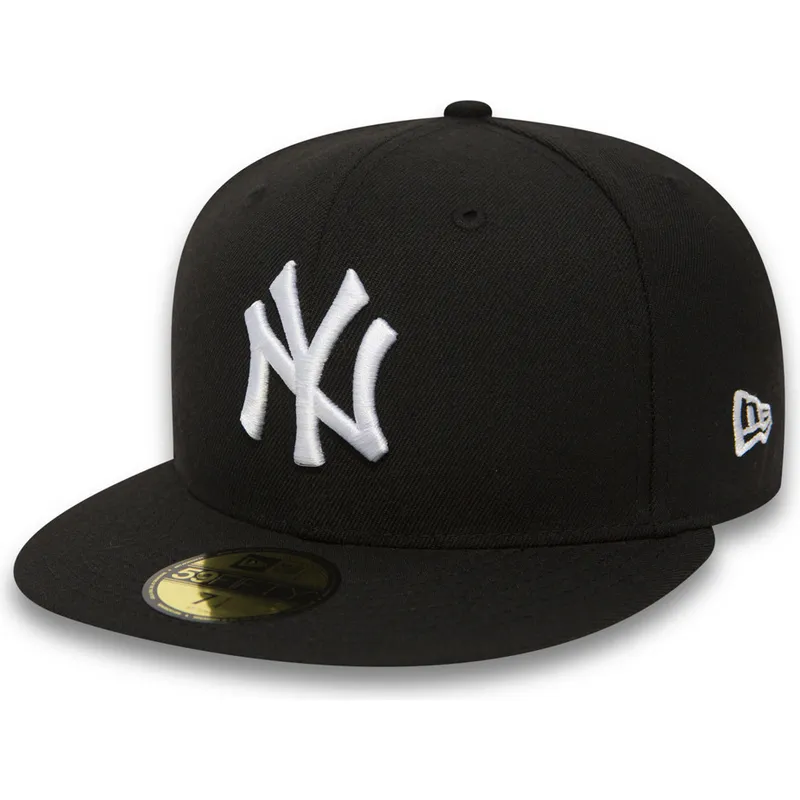 cappellino-piatto-nero-aderente-59fifty-essential-dei-new-york-yankees-mlb-di-new-era