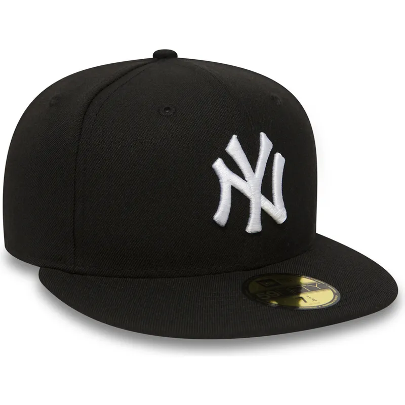 cappellino-piatto-nero-aderente-59fifty-essential-dei-new-york-yankees-mlb-di-new-era