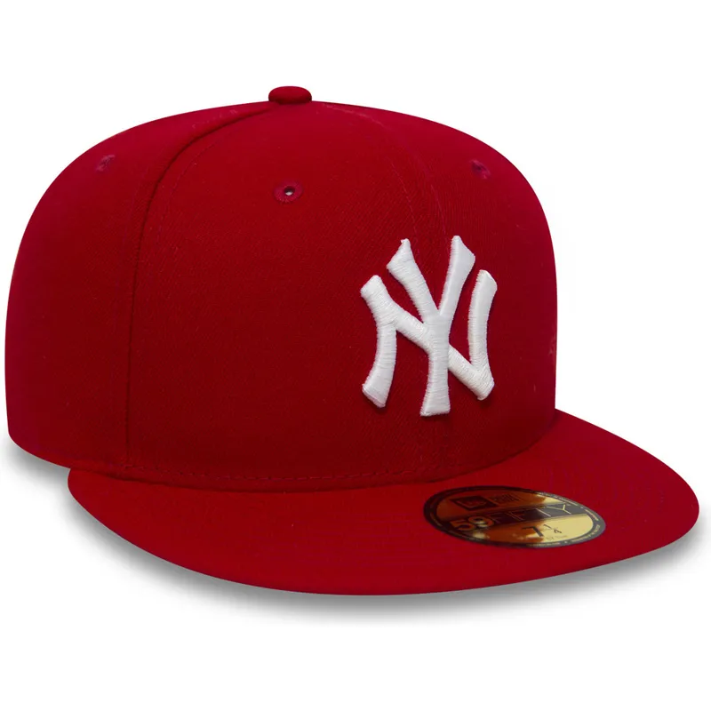 cappellino-piatto-rosso-regolabile-59fifty-essential-dei-new-york-yankees-mlb-di-new-era