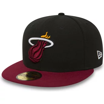 New Era Flat Brim 59FIFTY Essential Miami Heat NBA Black Fitted Cap