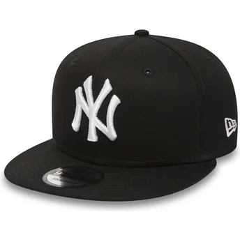 cappellino-nero-a-visiera-piatta-regolabile-9fifty-white-on-black-dei-new-york-yankees-mlb-di-new-era