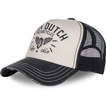 Regulowana biała i czarna zakrzywiona czapka CREW2 marki Von Dutch