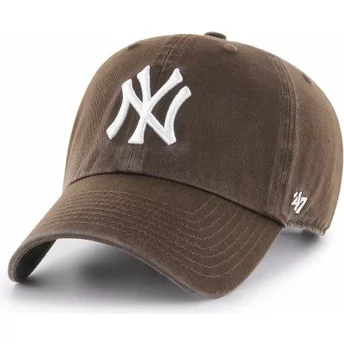 Gorra curva marrón oscuro de New York Yankees MLB Clean Up de 47 Brand