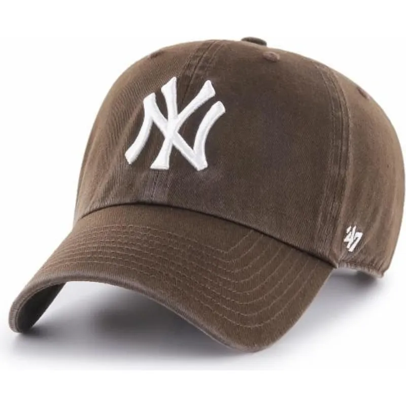 ciemnobrazowa-zakrzywiona-czapka-new-york-yankees-mlb-clean-up-od-47-brand