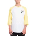 t-shirt-a-manche-3-4-blanc-et-jaune-winged-peace-yellow-volcom