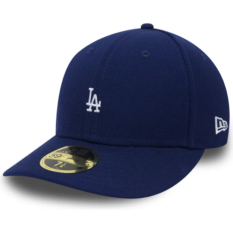 casquette-plate-bleue-ajustee-59fifty-low-profile-mini-logo-los-angeles-dodgers-mlb-new-era