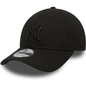 Schwarze verstellbare Curved Cap mit schwarzem Logo 9FORTY League Essential der New York Yankees MLB von New Era