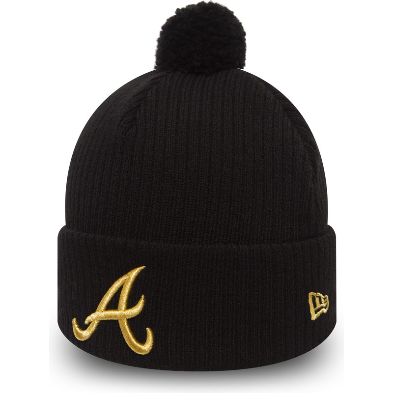 new-era-cuff-knit-sport-waffle-atlanta-braves-mlb-black-beanie-with-pompom