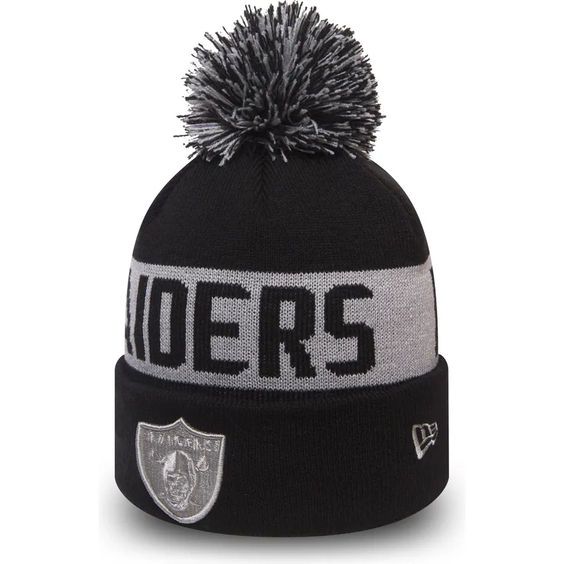 caciuli-pompon-negru-cuff-knit-team-tonal-de-las-vegas-raiders-nfl-de-new-era