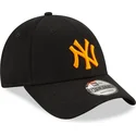 new-era-curved-brim-orange-logo-9forty-league-essential-neon-new-york-yankees-mlb-black-adjustable-cap