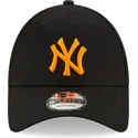 new-era-curved-brim-orange-logo-9forty-league-essential-neon-new-york-yankees-mlb-black-adjustable-cap