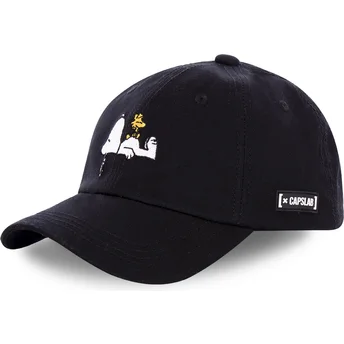 Cappellino curvo nero snapback Snoopy ed Emilio DOG Peanuts di Capslab