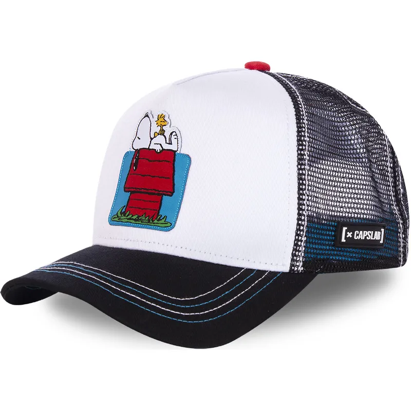 gorra-trucker-blanca-y-negra-casa-snoopy-y-emilio-hou-peanuts-de-capslab