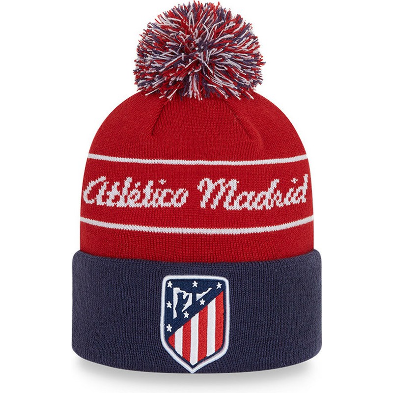 new-era-bobble-knit-atletico-madrid-lfp-red-and-blue-beanie-with-pompom