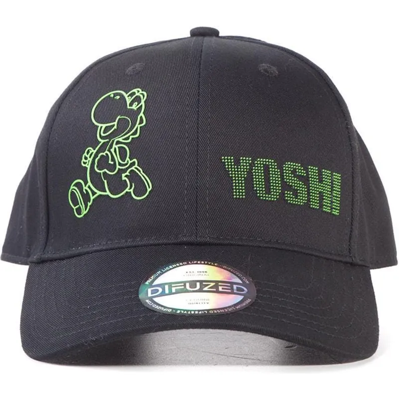gorra-curva-negra-ajustable-yoshi-dots-super-mario-bros-de-difuzed