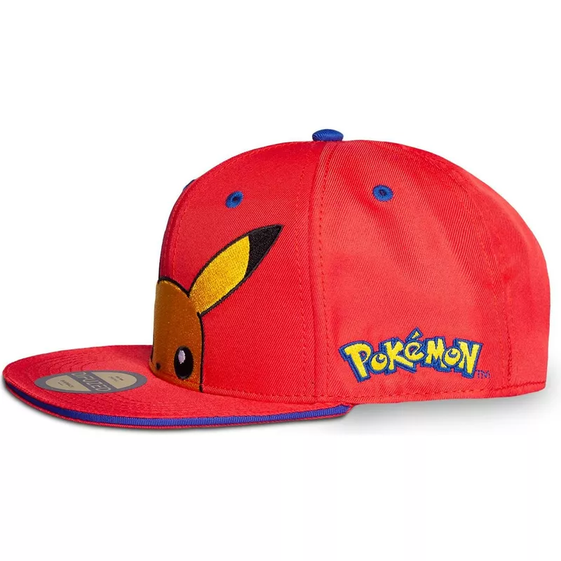 difuzed-flat-brim-youth-pikachu-pokemon-red-snapback-cap