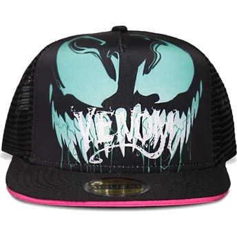 casquette-plate-trucker-noire-et-rose-snapback-pour-enfant-venom-marvel-comics-difuzed