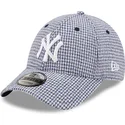 casquette-courbee-bleue-ajustable-9forty-houndstooth-new-york-yankees-mlb-new-era