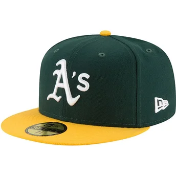 Grüne und gelbe enganliegende Flat Cap 59FIFTY AC Perf von Oakland Athletics MLB von New Era