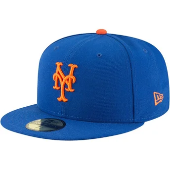 Cappello piatto blu regolato 59FIFTY AC Perf dei New York Mets MLB di New Era