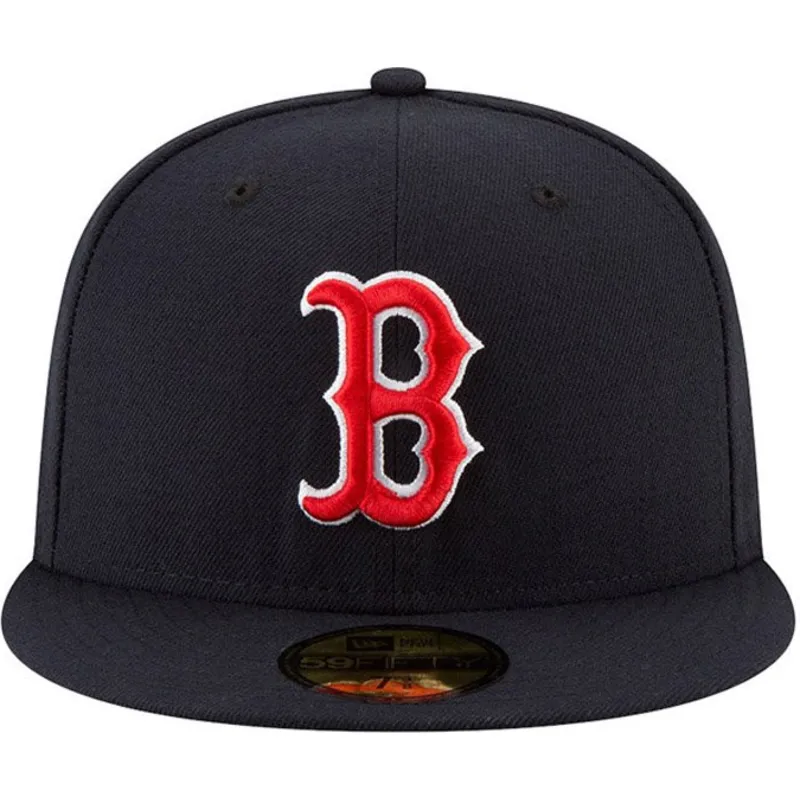 cappello-piatto-blu-marino-chiuso-59fifty-ac-perf-di-boston-red-sox-mlb-di-new-era