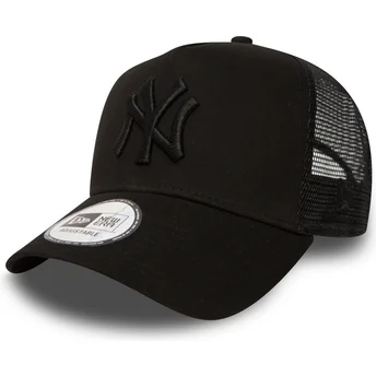 Svart trucker-keps för barn med svart A Frame Clean-logotyp från New York Yankees MLB av New Era