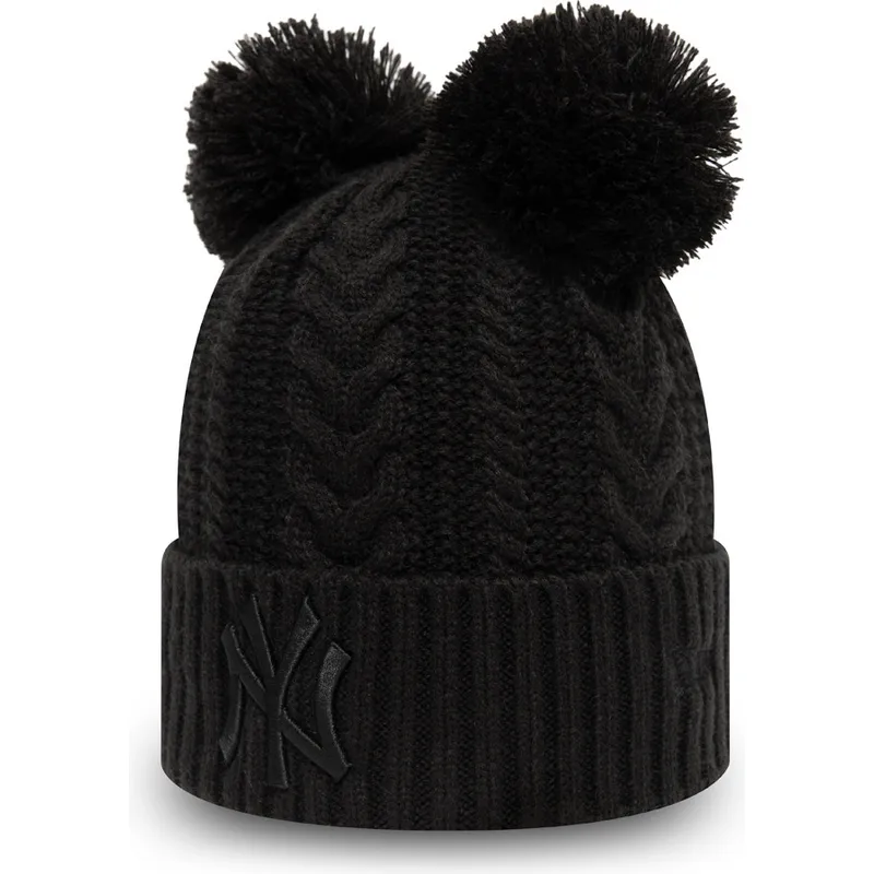 caciuli-pompon-negru-doble-knit-cuff-de-new-york-yankees-mlb-de-new-era