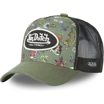 Cappellino trucker verde e nero Tattoo TAT K di Von Dutch