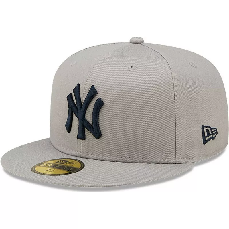 New Era Flat Brim 59FIFTY Side Patch World Series New York Yankees MLB Grey  Fitted Cap