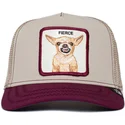 gorra-trucker-beige-y-granate-perro-chihuahua-fierce-yo-quiero-the-farm-de-goorin-bros