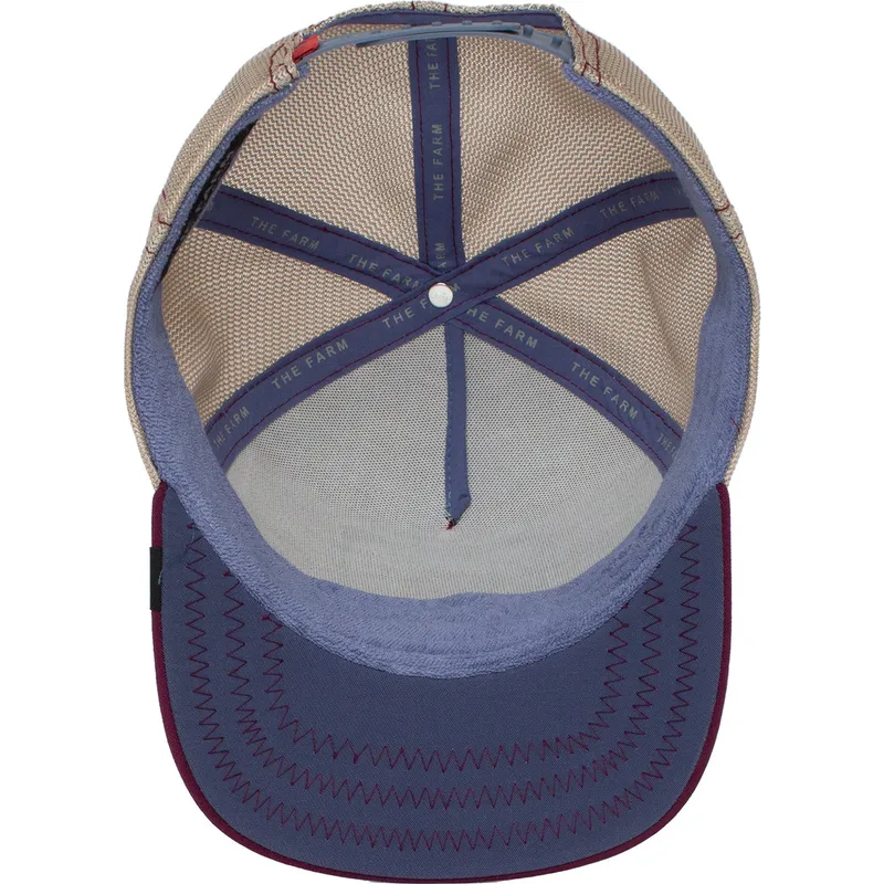gorra-trucker-beige-y-granate-perro-chihuahua-fierce-yo-quiero-the-farm-de-goorin-bros