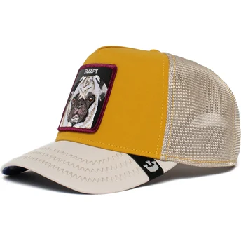 casquette-trucker-jaune-chien-pug-sleepy-nap-life-the-farm-goorin-bros