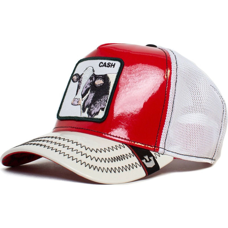 Goorin Bros. Cow Cash Golden Calf Patent Leather The Farm Red and White  Trucker Hat: 