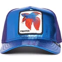 casquette-trucker-bleue-et-violette-poisson-combattant-siamois-fighter-blue-light-metallic-the-farm-goorin-bros